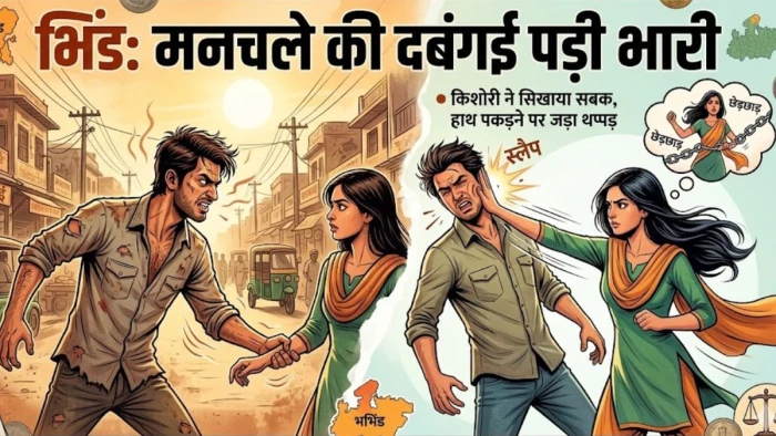 भिंड: मनचले की दबंगई पड़ी भारी! किशोरी का पीछा कर पहुंचा घर, हाथ लगाने पर लड़की ने जड़ा थप्पड़