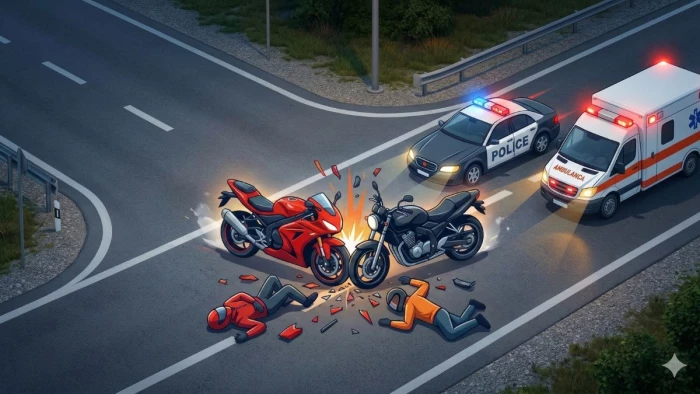 भोपाल में आमने-सामने बाइकों की जोरदार भिड़ंत, एक की हैंडल मुंह में घुसने से मौत, दूसरे की सिर की चोट से गई जान