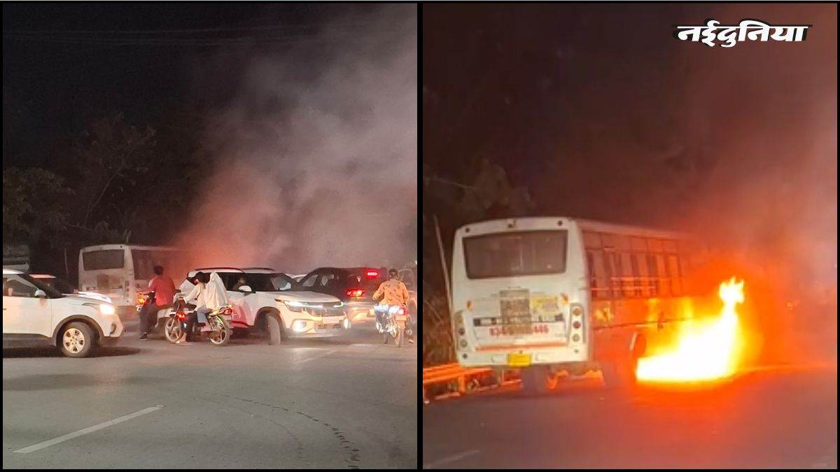 रायपुर में चलती सिटी बस बनी आग का गोला, VIP चौक के पास धू-धू कर जली, बस में नहीं था एक भी अग्निशमन यंत्र