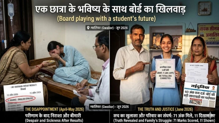 एमपी बोर्ड की मिस्टेक: 12वीं की छात्रा को 11 नंबर देकर किया फेल, अस्पताल पहुंची लड़की; री-टोटलिंग में निकले 71 अंक
