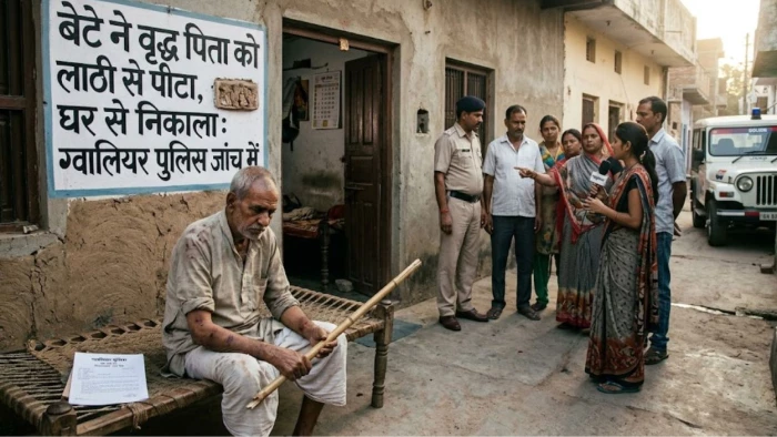 ग्वालियर में कलयुगी बेटा: खून-पसीने की कमाई से बने घर से वृद्ध पिता को लाठी से पीटकर निकाला, रातभर छिपकर रहे बुजुर्ग