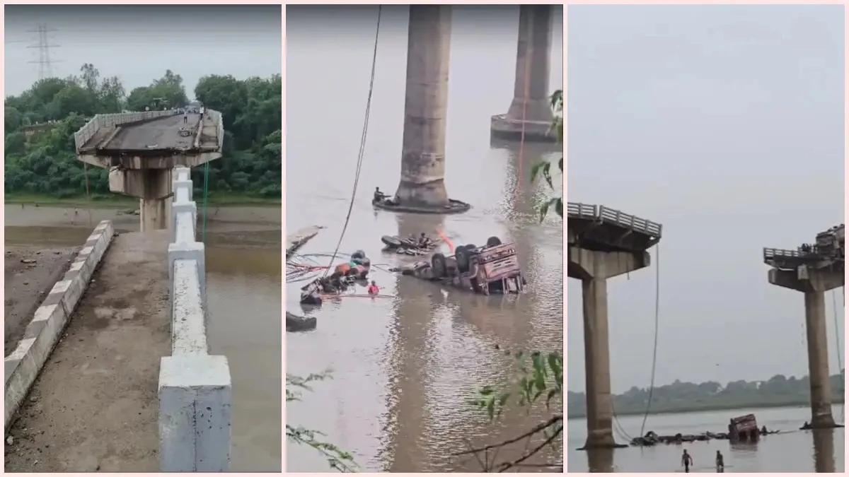 गुजरात के वडोदरा में टूटा पुल, चलती गाड़ियां नदी में गिरीं; 10 लोगों की मौत