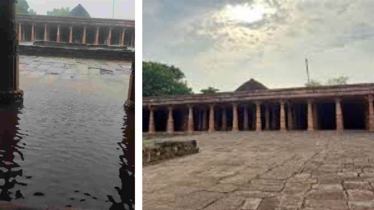 बारिश में बेहाल हुई धार की ऐतिहासिक भोजशाला, जल निकासी सही नहीं होने से परिसर में भरा पानी