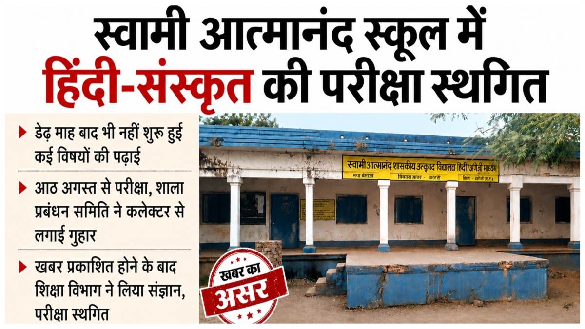खबर का असर: स्वामी आत्मानंद स्कूल बाराद्वार में हिंदी-संस्कृत की परीक्षा स्थगित, विद्यार्थियों को पढ़ाई शुरू होने का इंतजार