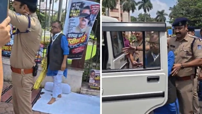 सेमरिया विधायक अभय मिश्रा को पुलिस उठाकर ले गई थाने, फिर PSO के साथ भेजा घर, मंत्रालय के सामने दे रहे थे धरना