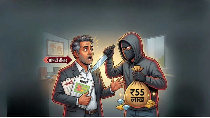 भोपाल में बदमाशों ने प्रॉपर्टी डीलर के सामने अड़ाई बाइक, फिर चाकू की नोंक पर कर डाली 55 लाख की लूट