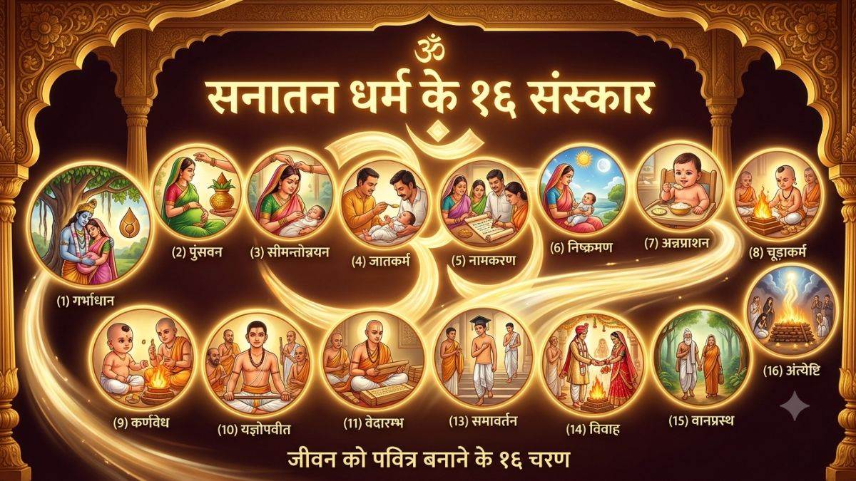 गर्भधारण से श्मशान तक… जानिए सनातन धर्म के 16 संस्कार, जिनके पीछे छुपा है गजब का वैज्ञानिक महत्व