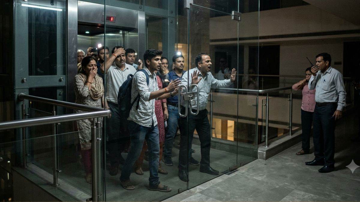 रानी कमलापति स्टेशन के पास बंसल वन की लिफ्ट में फंसे लोग, बिजली गुल होने से मची अफरा-तफरी