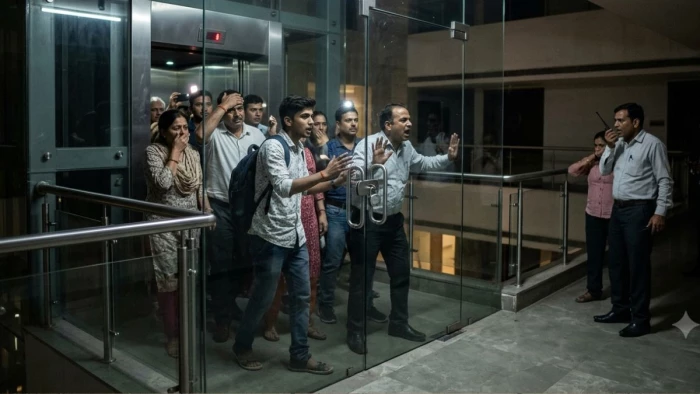 रानी कमलापति स्टेशन के पास बंसल वन की लिफ्ट में फंसे लोग, बिजली गुल होने से मची अफरा-तफरी
