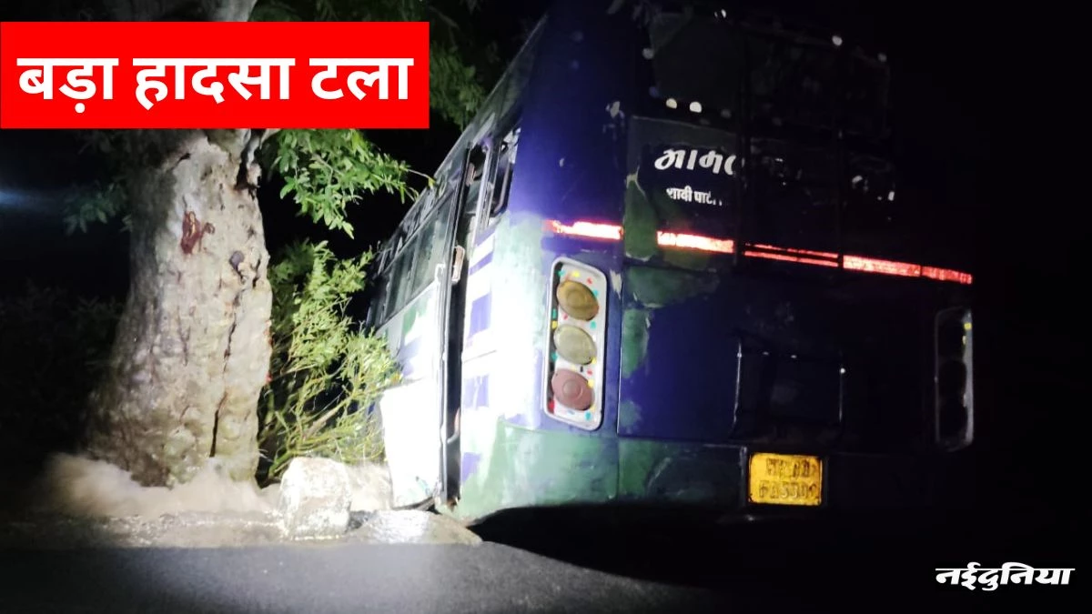 Damoh News: ड्राइवर ने उफनते नाले में उतारी बस, आधा हिस्सा पुलिया से लटक गया, बाल-बाल बचे यात्री