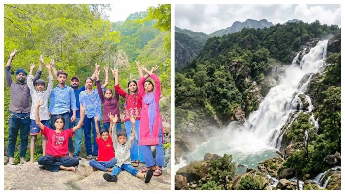 घने जंगलों के बीच गूंजती झरने की गर्जना; पाली के बामर झूझा में उमड़ रहा पर्यटकों का सैलाब