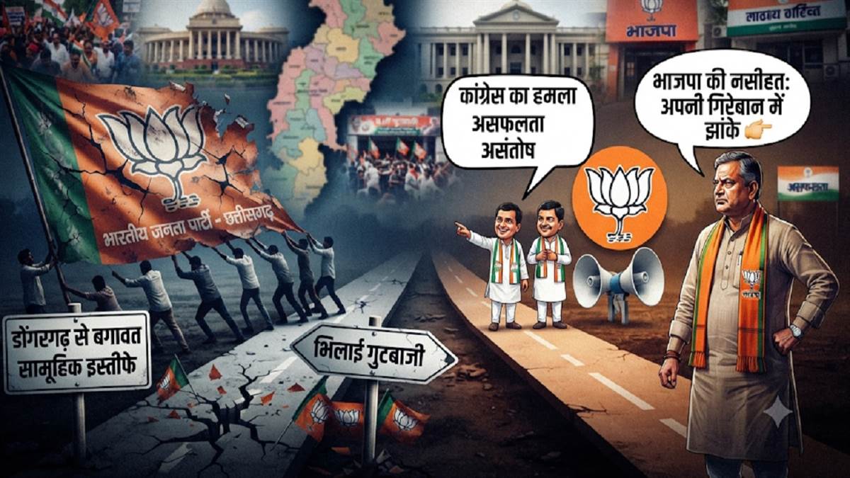 छत्तीसगढ़ भाजपा में खींचतान: डोंगरगढ़ से भिलाई तक बगावत के सुर, कांग्रेस का हमला तो भाजपा की नसीहत
