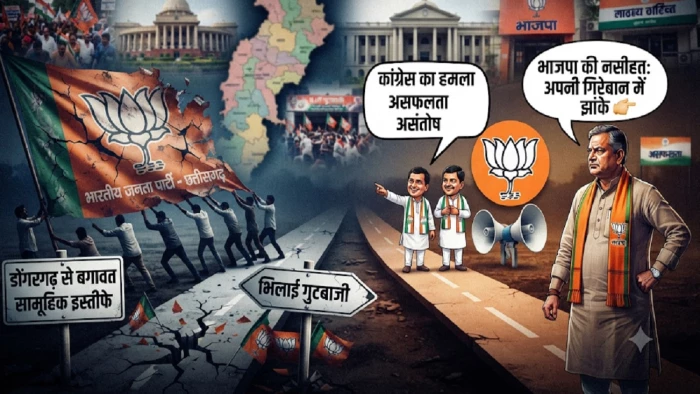 छत्तीसगढ़ भाजपा में खींचतान: डोंगरगढ़ से भिलाई तक बगावत के सुर, कांग्रेस का हमला तो भाजपा की नसीहत