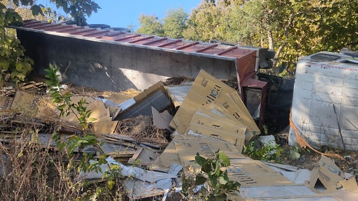 Dewas: बागली में बरझाई घाट पर ब्रेक फेल होने से टाइल्स से भरा ट्रक खाई में गिरा, ड्राइवर स्टेयरिंग में फंसा