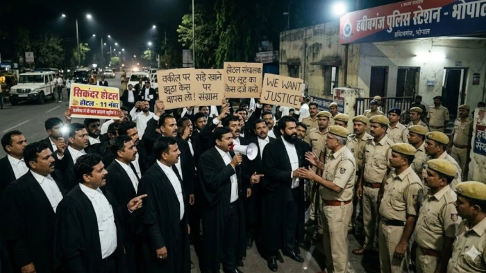 भोपाल में खराब खाने को लेकर वकील और होटल संचालक के बीच जमकर बवाल, भड़के वकीलों ने थाना घेरा, दोनों पक्षों पर केस दर्ज