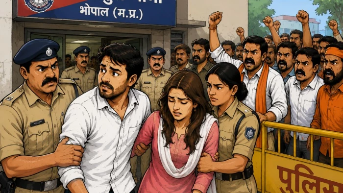 भोपाल: होटल में युवक-युवती को लेकर हंगामा, ‘लव जिहाद’ के आरोप पर थाने का घेराव