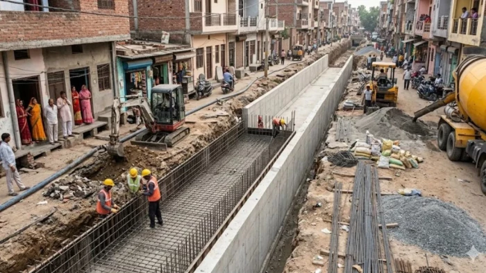 उज्जैन में नाला निर्माण में लापरवाही बनी मुसीबत, महिला के शरीर के आर-पार हुआ सरिया