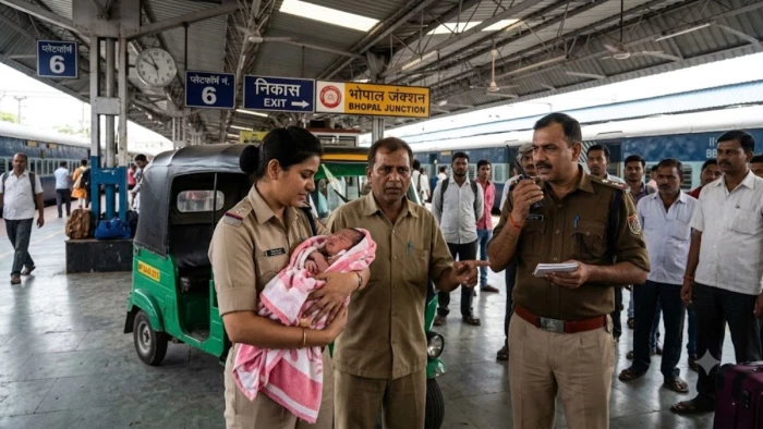 भोपाल रेलवे स्टेशन पर ऑटो में लावारिस मिली तड़पती हुई बच्ची, मसीहा बनी जीआरपी, 3 आरोपियों पर केस दर्ज