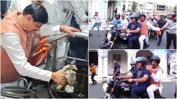 उज्जैन में बाइक पर निकले मुख्यमंत्री डॉ. मोहन यादव, सिंहस्थ कार्यों का लिया जायजा; होटल पर बनाई जलेबी