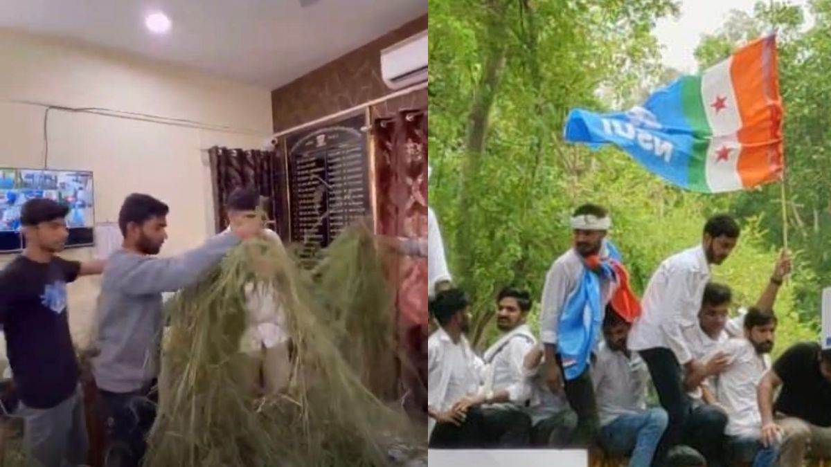 Indore के इस कॉलेज में NSUI का हंगामा... प्रिंसिपल ऑफिस का कांच फोड़ा, कमरे में फेंका कचरा