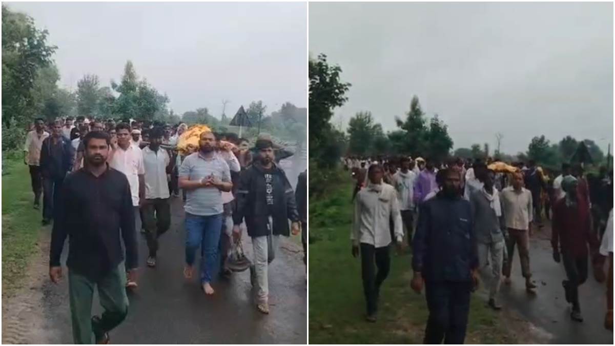 राजगढ़ हादसे में जान गंवाने वाले मां-बाप और दो बेटियों सहित 6 लोगों को सतवास के धांसड़ गांव में दी गई अंतिम विदाई
