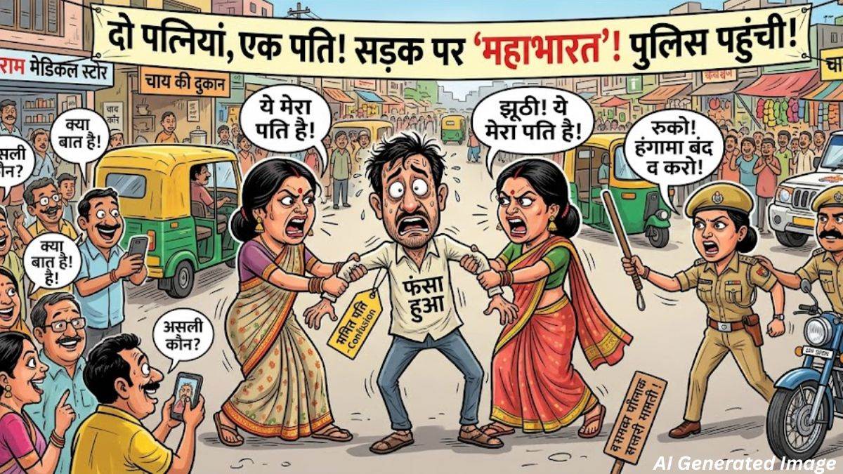 दो पत्नियां और एक पति… सड़क पर आमना-सामना होते ही मचा हंगामा, पुलिस पहुंची तो सामने आया पूरा मामला