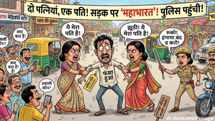 दो पत्नियां और एक पति… सड़क पर आमना-सामना होते ही मचा हंगामा, पुलिस पहुंची तो सामने आया पूरा मामला