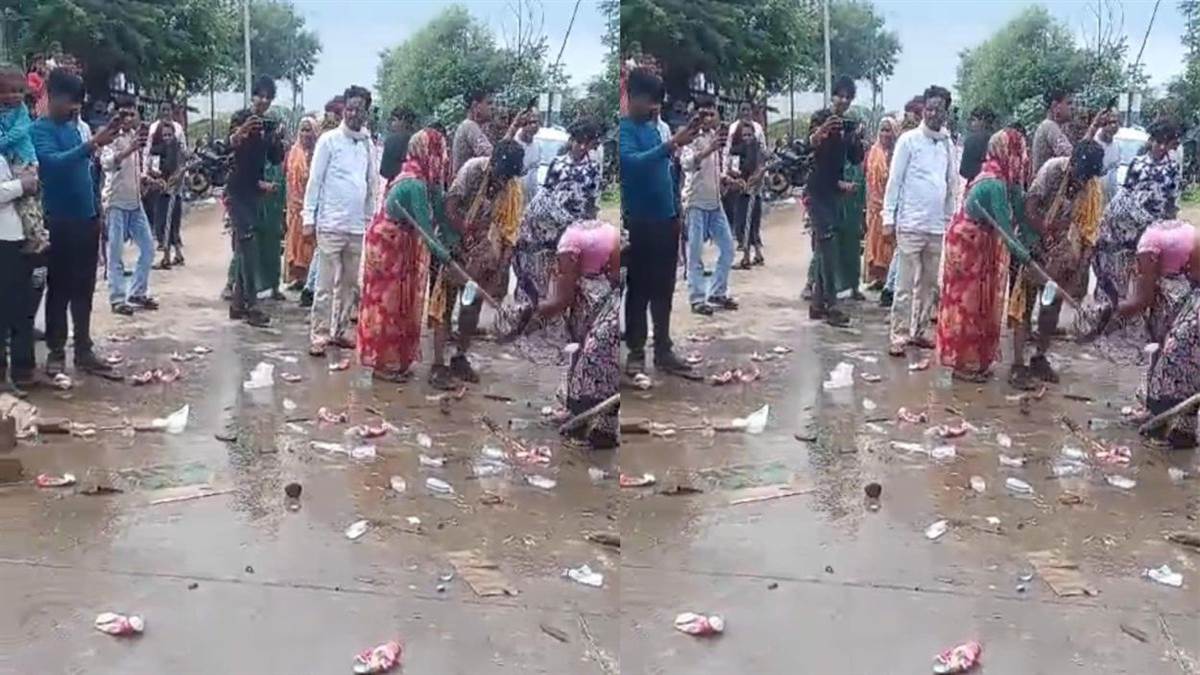 शिवपुरी में महिलाओं ने सरकारी दुकान का शटर तोड़ शराब पेटियां नाले में फेंकी,...
