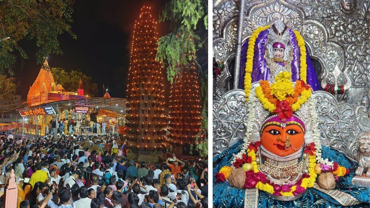 उज्जैन में रंगबिरंगी रोशनी से जगमगाया शक्तिपीठ हरसिद्धि : यहां माता सती के...