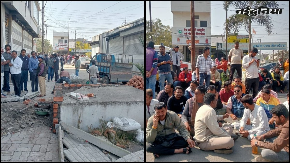 रतलाम में भारी तनाव, भैरव मंदिर का ओटला तोड़ने पर भड़के पार्षद और हिंदू संगठन, पेट्रोल लेकर सड़क पर किया चक्काजाम