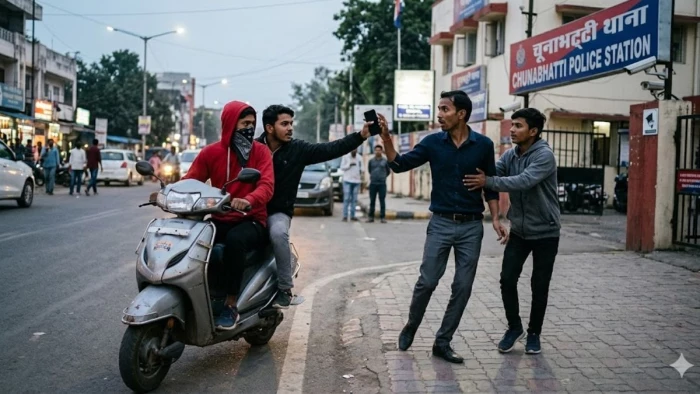 भोपाल में बदमाशों ने पहले स्कूटी चुराई, घंटे भर बाद उसी से थाने के सामने लूटा मोबाइल, तीन गिरफ्तार