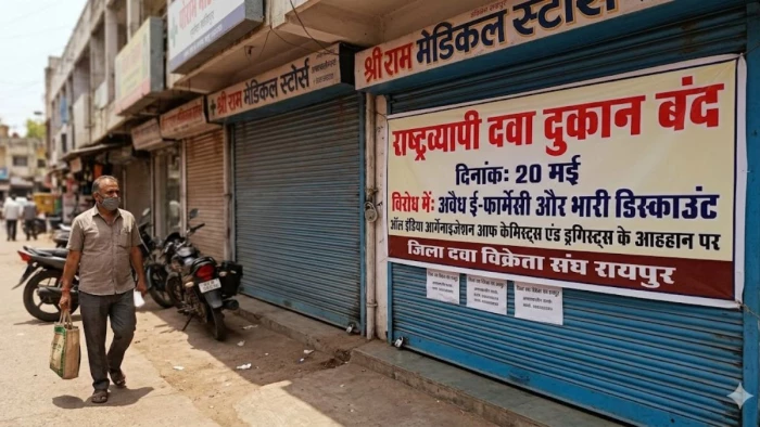 छत्तीसगढ़ में 20 मई को केमिस्ट शॉप रहेंगी बंद, हड़ताल से मरीजों की बढ़ी चिंता; ई-फार्मेसी के खिलाफ उतरे दवा व्यापारी
