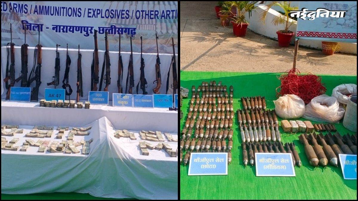 अबूझमाड़ में माओवादियों का 'खजाना' बरामद, ₹1.01 करोड़ नगद और AK-47 समेत हथियारों का जखीरा जब्त