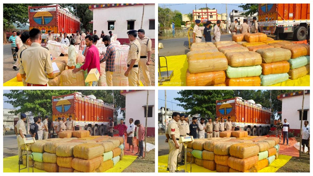 अंतरराज्यीय नशा तस्करी पर बड़ी सर्जिकल स्ट्राइक: CG-UP बॉर्डर पर 16 चक्का ट्रक से भारी मात्रा में गांजा जब्त