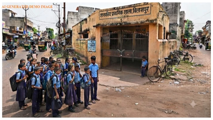 बिलासपुर में अभिभावकों की चिंता बढ़ी: स्कूल में ताला बंद कर लापता हुए शिक्षक, असुरक्षित स्थिति में सड़क पर खड़े रहे विद्यार्थी