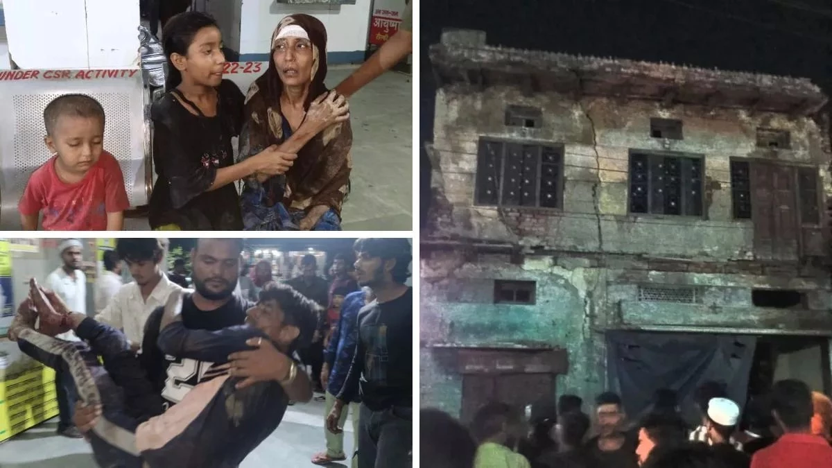 मथुरा में दो मंजिला मकान भरभराकर गिरा, मलबे में दबकर भाई-बहन की मौत; पांच घायल
