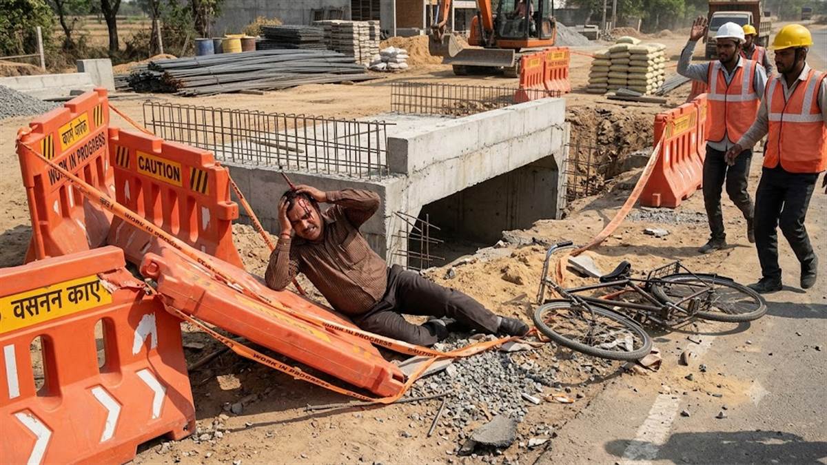चेहरे में घुसा साढ़े तीन फीट का सरिया, मंदसौर में पैदल घर जा रहा था अधेड़, निर्माणाधीन पुलिया पर हुई दुर्घटना