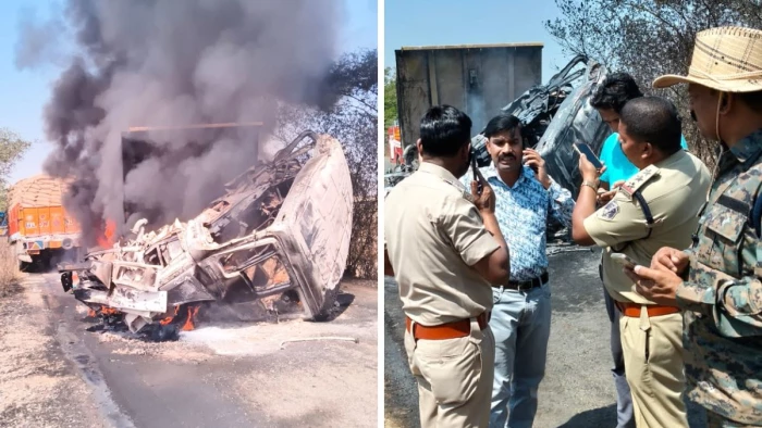 Balrampur Accident: ट्रक-ट्रेलर की जोरदार टक्कर, आग का गोला बने वाहन; चालक की जिंदा जलकर मौत