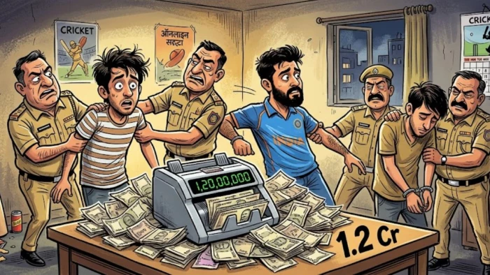 ऑनलाइन क्रिकेट सट्टा में संलिप्त तीन युवक गिरफ्तार, 1.2 करोड़ नकद के साथ नोट गिनने की मशीन जब्त