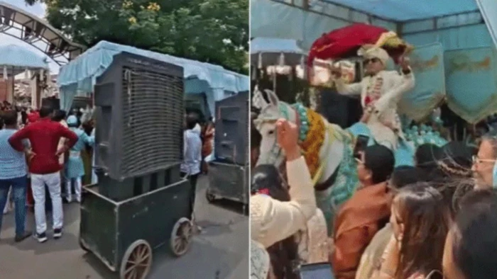 इंदौर की भीषण गर्मी में शामियाना और कूलर लेकर निकली बरात, बरातियों ने जमकर लगाए ठुमके