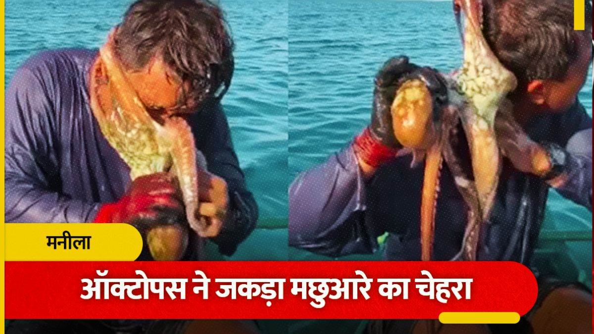 फिलीपींस में मछुआरे के चेहरे से लिपटा विशाल ऑक्टोपस, कई मिनट चला जिंदगी और मौत का संघर्ष