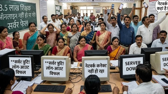 सर्वर ठप, साढ़े तीन लाख शिक्षक नहीं कर पाए लाॅग-आउट, तलाशते रहे नेटवर्क