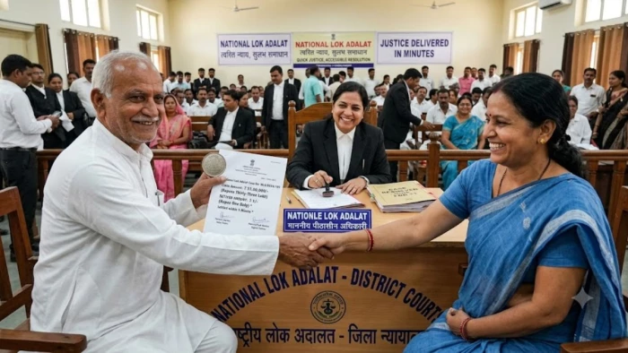 नेशनल लोक अदालत में एक मिनट में निपट गया 33 लाख रुपए का मामला, एक रुपए में हुआ राजीनामा