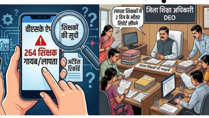 राजनांदगांव में ऑनलाइन हाजिरी से 264 शिक्षक गायब, शिक्षा विभाग में मचा हड़कंप, दो दिनों के अंदर मांगी गई जानकारी