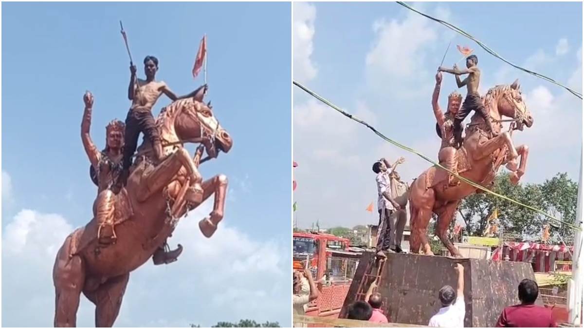 'कुछ लोग मुझे मारने आ रहे हैं', कहते हुए रानी अवंती बाई की तलवार लेकर घोड़े की मूर्ति पर चढ़ा युवक