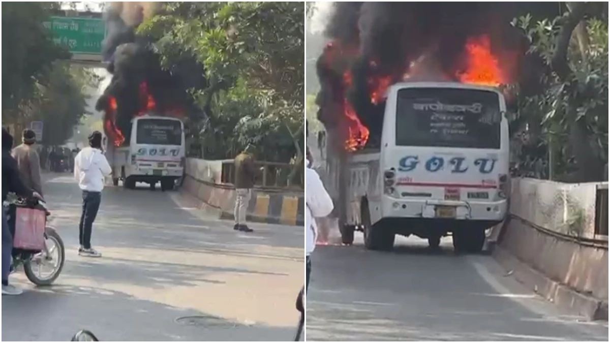 इंदौर में वाहन को टक्कर मारने के बाद शुक्ला ब्रदर्स की बस में लगी आग, जान बचाकर भागे यात्री