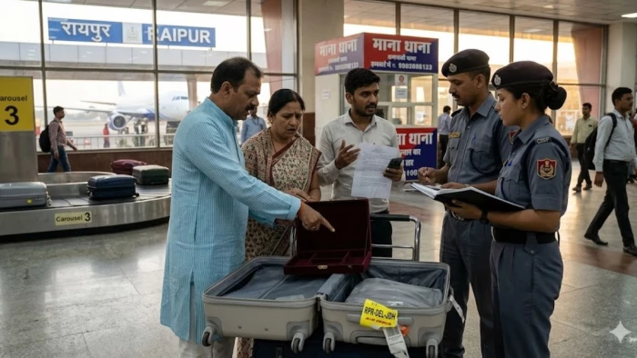 जोधपुर-दिल्ली-रायपुर फ्लाइट यात्रा के बीच लगेज से सोने का नेकलेस गायब, पुलिस एयरपोर्ट पर लगे CCTV खंगाल रही