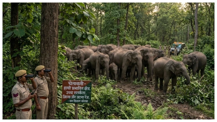 कोरबा के जंगलों में हाथियों का भारी जमावड़ा; जिल्गा और जटगा रेंज में हाई अलर्ट जारी