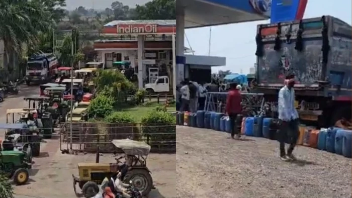 इटारसी में डीजल संकट पर फूटा किसानों का गुस्सा, पेट्रोल पंप के सामने जाम लगाकर बंद कर दिया हाईवे