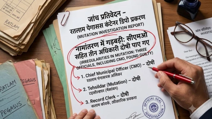रतलाम पेगासस कंटेनर डिपो प्रकरण: नामांतरण में गड़बड़ी, सीएमओ सहित तीन अधिकारी दोषी